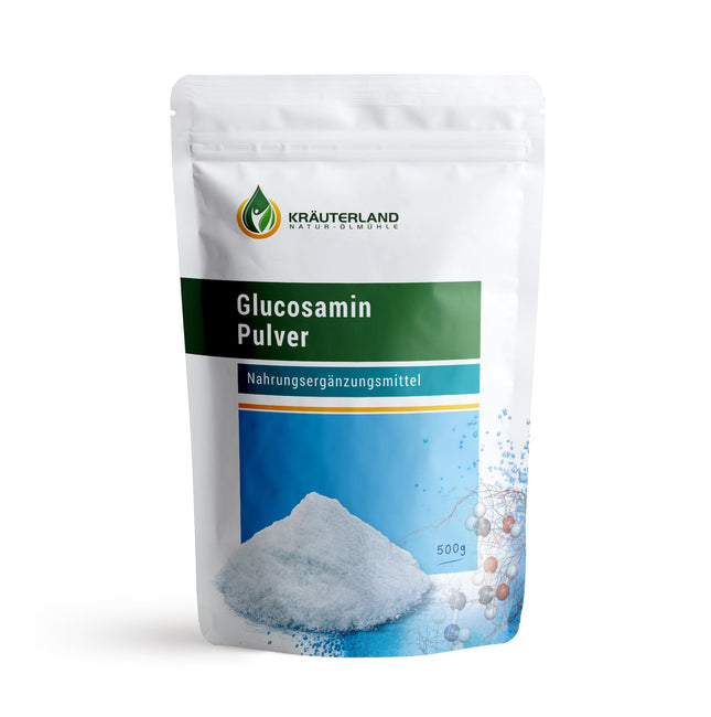 Kräuterland glikozamīna pulveris 500g - ļoti tīrs un ar lielu devu - 100% tīrs glikozamīna sulfāta pulveris augstākā kvalitātē