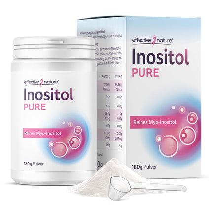 efektīva daba — Inositol Pure — 180 g tīra mioinozitola pulvera — 4000 mg mioinozitola dienā — pietiek 45 dienām