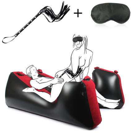 2023 Neu!Handschellen Sex Bett Aufblasbares Bett mit Handschellen Fußfesseln,Mehrzweck Aufblasbares Sofa Sex Möbel Bondageset Fessel Set,Sex Kissen Lendenkissen Bett für Paare Extrem Sex