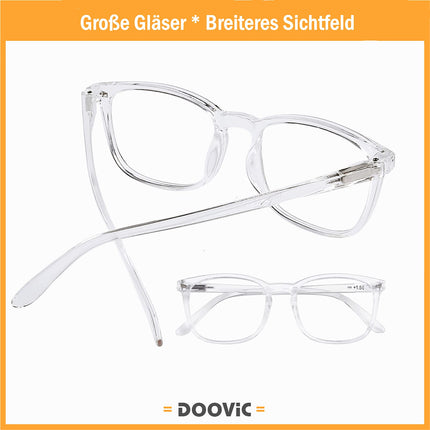 DOOViC zilās gaismas filtra datora brilles, caurspīdīgas/kvadrātveida rāmja, lielas datora brilles, bezrecepšu vīriešiem/sievietēm 0.0