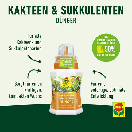 COMPO kaktusu un sukulentu mēslojums 250 ml, kaktusu mēslojums