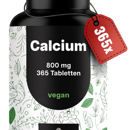 Kalcija tabletes ar augstu devu - 365 tabletes - 800 mg kalcija dienā - Kalcija tabletes ar augstu devu - 180 dienu krājumi - vegānisks un ražots Vācijā