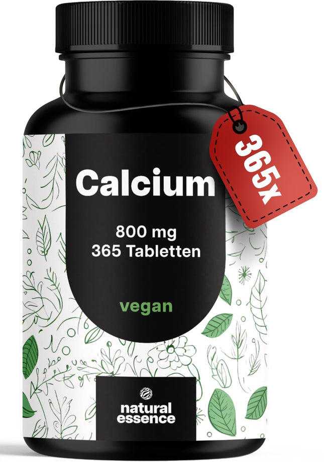 Kalcija tabletes ar augstu devu - 365 tabletes - 800 mg kalcija dienā - Kalcija tabletes ar augstu devu - 180 dienu krājumi - vegānisks un ražots Vācijā