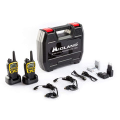 Midland XT70 Adventure PMR rāciju maciņu komplekts, 2 rācijas ar darbības rādiusu līdz 12 km, ar LCD displeju un micro-USB uzlādes ligzdu, bērniem un lietošanai ārpus telpām