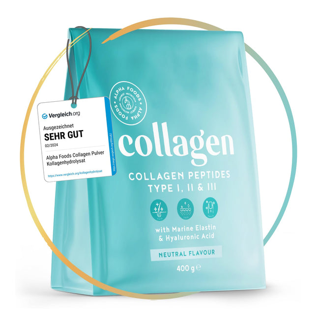 Kolagēna pulveris [400 g] | Augstākās kvalitātes kolagēna hidrolizāts | 1., 2. un 3. tipa peptīdi | Augstas devas kolagēna pulveris ar hialuronskābi un elastīnu | Bezgaršīgs | Ražots Vācijā | Alfa pārtikas produkti