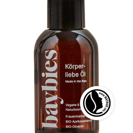 BAYBIES® Grūtniecības eļļa Ķermenim Mīlestība | Sertificēta dabīgā kosmētika | Vegānu masāžas eļļa striju novēršanai | 100 ml