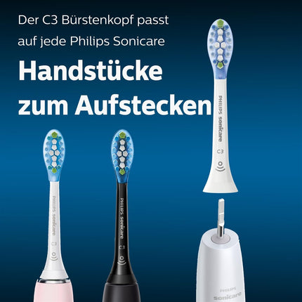 Philips Sonicare Original C3 Premium Plaque Defense standarta Sonic zobu birstes galviņas — 4 iepakojumā, baltā krāsā (modelis HX9044/17)