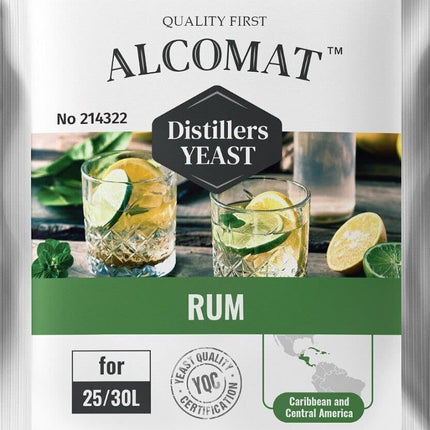 Ruma raugs 1 iepakojums - Alkohola raugs no cukurniedrēm un melases - Fermentācijas temperatūra 25-33°C - Alkohola tolerance līdz 14% - Ideāli piemērots Karību jūras ruma ražošanai