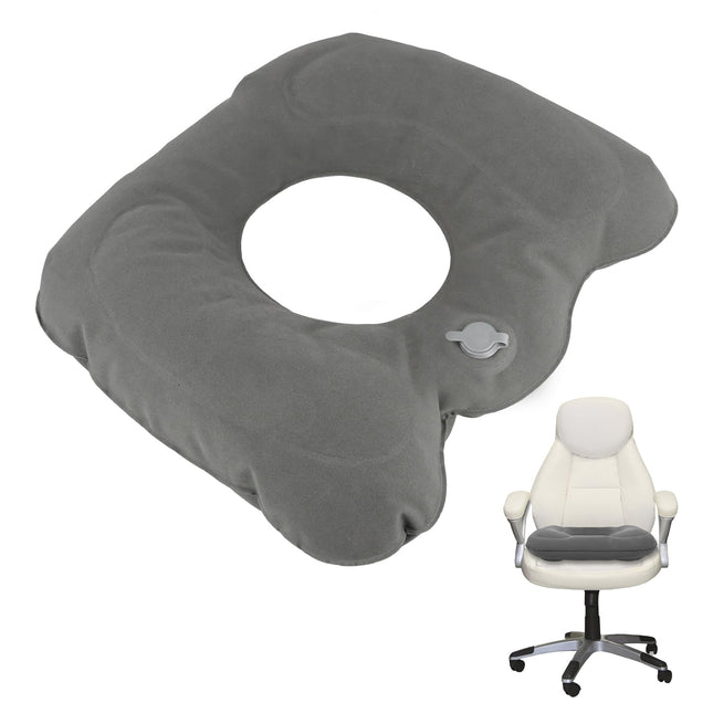 Cozlly piepūšamais ortopēdiskais sēdekļa spilvens, apaļš hemoroīdu sēdekļa spilvens, piepūšams donutu spilvens, pelēks piepūšams sēdekļa spilvens, hemoroīdiem, astes kaula sāpēm, ratiņkrēsliem (pelēks)