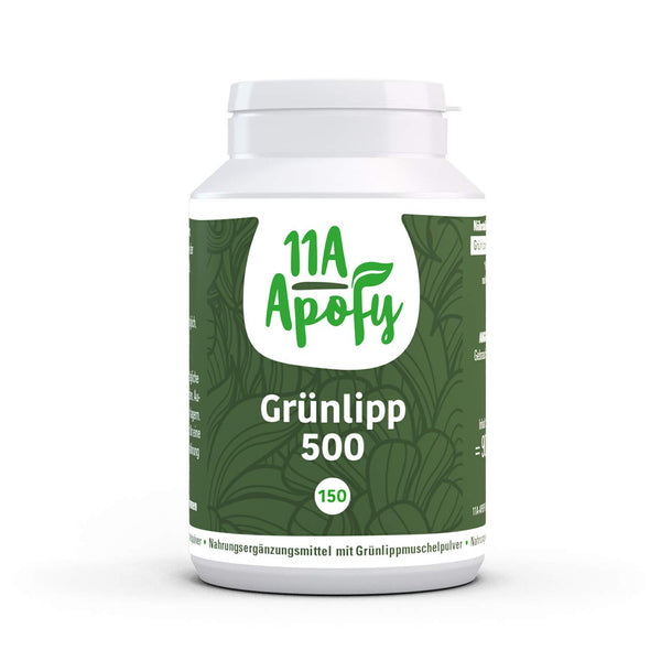 Green-lipped 500 ar zaļajām gliemenēm no Jaunzēlandes, 1000 mg dienā, laboratoriski pārbaudīts, 150 kapsulas