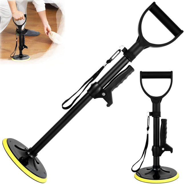 Stāvēšanas palīglīdzeklis ar regulējamu augstumu 41/51/61 cm, stāvēšanas palīglīdzeklis ar 18 cm diametra apaļu neslīdošu pamatni, roku balstiem, stāvēšanas palīglīdzeklis senioriem, izturīgs, palīdz vecāka gadagājuma cilvēkiem stāvēt (dzeltens)