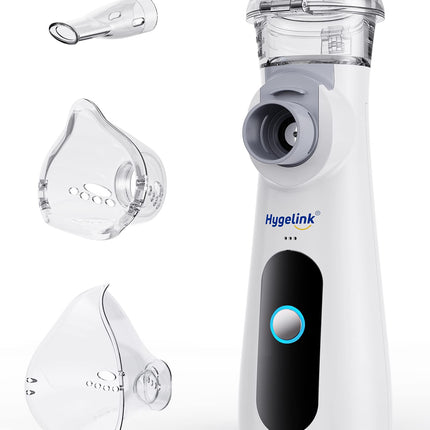 Hygelink inhalatora komplekts bērniem un pieaugušajiem, pārnēsājams inhalators elpceļu slimībām, 2 stundu ilgs darbības laiks, 30 dB kluss, ar iemutni un 2 maskām