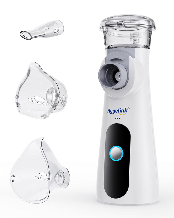 Hygelink inhalatora komplekts bērniem un pieaugušajiem, pārnēsājams inhalators elpceļu slimībām, 2 stundu ilgs darbības laiks, 30 dB kluss, ar iemutni un 2 maskām