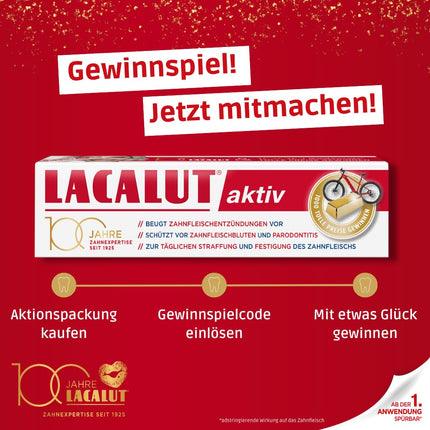 LACALUT AKTĪVĀ ZOBU PASTA, 100 ml Zobu pasta, nekavējoties pamanāma smaganu savilkšana un stiprināšana, efektīva zobu un smaganu kopšana, 1 x 100 ml