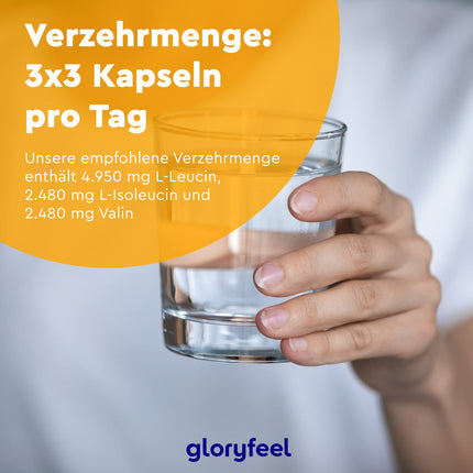 BCAA 330 kapsulas - neaizvietojamās aminoskābes leicīns, valīns un izoleicīns, kā arī B6 vitamīns - laboratorijā pārbaudītas un ražotas Vācijā bez piedevām