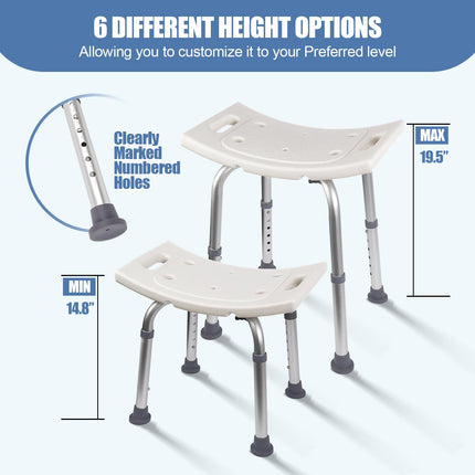 Ez2care dušas krēsls, dušas krēsls ar regulējamu augstumu senioriem, neslīdošs vannas krēsls, drošs alumīnija dušas sēdeklis, viegls dušas palīglīdzeklis vannām, 136 kg kravnesība