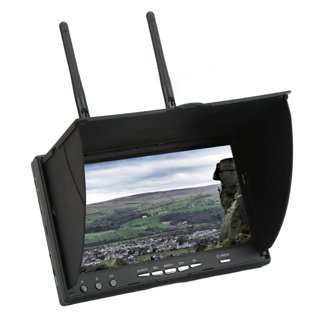 FPV monitors, 7 collu LCD video ekrāns ar 800 x 480 izšķirtspēju, 5,8 GHz 40 kanālu DVR funkcija, RC drona ekrāns ar automātisko meklēšanu, 2000 mAh FPV uztvērējs drona kvadrokopteram (ES)