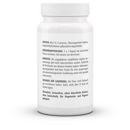 vitworld L-karnozīns 500 mg, dabīga, endogēna viela, 60 kapsulas
