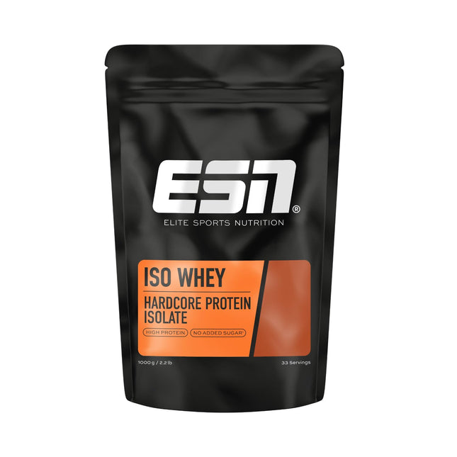 ESN IsoWhey Hardcore proteīna pulveris, vaniļas (klasiskais), 1 kg, līdz 26 g proteīna vienā porcijā, ražots Vācijā