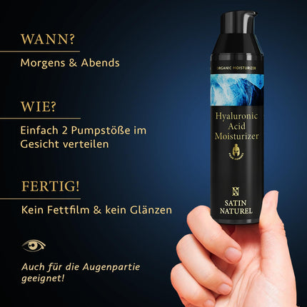 Satin Naturel mitrinošs sejas krēms vīriešiem ar ORGANISKU alveju + hialuronskābi + argāna eļļu - vīriešu sejas krēms optimālai kopšanai un svaigumam - vīriešu sejas kopšana 75ml - vegānu ādas kopšana