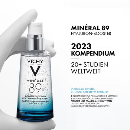 VICHY Hyaluron-Boost mitrinošs serums, piepildošs, pretgrumbu, ar hialuronskābi un svarīgākajiem minerāliem, Minéral 89, 50 ml