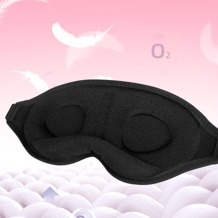 Aosun miega maska ​​sānu gulētājiem, 2 iepakojumi, uzlabota 3D miega acu maska ​​sievietēm un vīriešiem, 100% gaismu bloķējoša acu maska, miega maskas ar regulējamu elastīgo joslu un ausu aizbāžņiem ceļojumiem