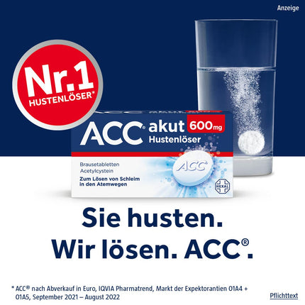 ACC® akūts 600 mg | 40 gabali | Klepus atkrēpošanas līdzeklis vieglākai klepus atvieglošanai | Tikai reizi dienā | atkrēpošanas līdzeklis