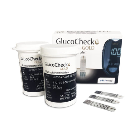 GlucoCheck GOLD asins glikozes testa strēmeles (50 strēmeles) glikozes līmeņa asinīs kontrolei…