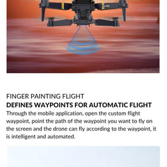 Drons ar kameru 4K pilns komplekts Airon drons bērniem un pieaugušajiem Raptor 8K drons Mini drons salokāms kvadrokopters, 120° panorāmas režīms, palēninātas kustības režīms, 360° rotācija
