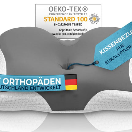 Glückstoff® spilvendrāna ortopēdiskajam spilvenam [ar dzesēšanas un sildīšanas efektu], kas izgatavota no eikalipta šķiedras (liocela) un spandeksa | Mīksts un mīlīgs | Rezerves vāks | Tāpēc | Versija: Universāls