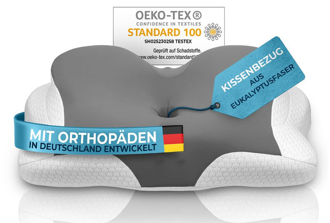 Glückstoff® spilvendrāna ortopēdiskajam spilvenam [ar dzesēšanas un sildīšanas efektu], kas izgatavota no eikalipta šķiedras (liocela) un spandeksa | Mīksts un mīlīgs | Rezerves vāks | Tāpēc | Versija: Universāls