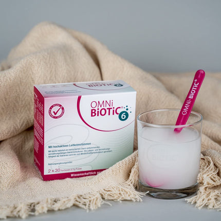 OMNi BiOTiC 6 | Stikls | 60 porcijas (120 g) | 6 baktēriju celmi | 4 miljardi baktēriju vienā dienas devā | Pulveris | Ar inulīnu | Vegāns | Bez glutēna | Bez laktozes | Ikdienas lietošanai