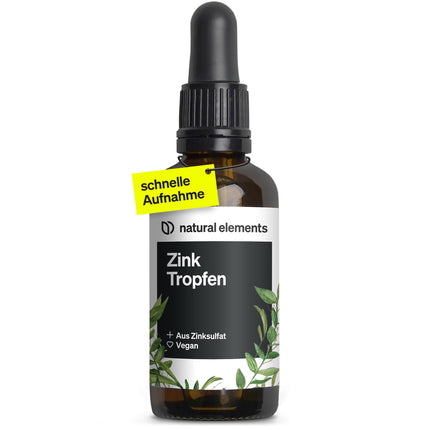 Cinka pilieni - 100 ml - 15 mg cinka dienā - Premium: Jonu cinks (cinka sulfāts) - Bez alkohola, laboratorijā pārbaudīts, 100% vegāns un ražots Vācijā