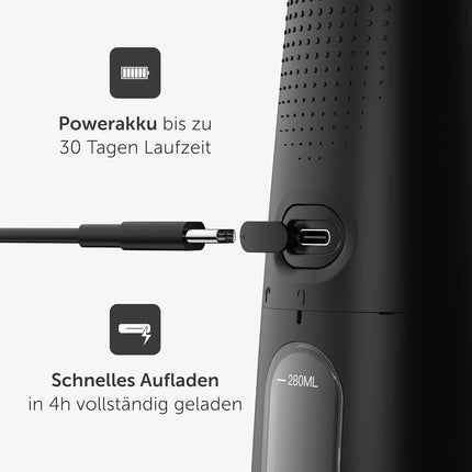 Wondersmile mutes dobuma irrigators PRO — 2024. gada testa uzvarētājs — TÜV pārbaudīts — 100 dienu bezriska izmēģinājums — SmoothFlow tehnoloģija optimālai zobu un smaganu kopšanai — 5 režīmi — 30 dienu akumulatora darbības laiks