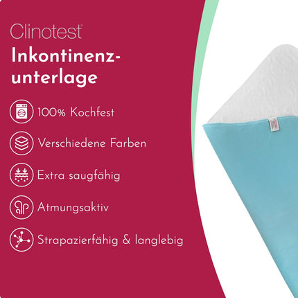 Clinotest nesaturēšanas ieliktņu komplekts (2 gab.) – Oeko-TEX sertificēts, ūdensnecaurlaidīgs un elpojošs gultas ieliktnis, 75x90 cm, absorbējošs matrača aizsargs nesaturēšanas gadījumā, aizsardzība pret mitrumu, mazgājams – balts/zils