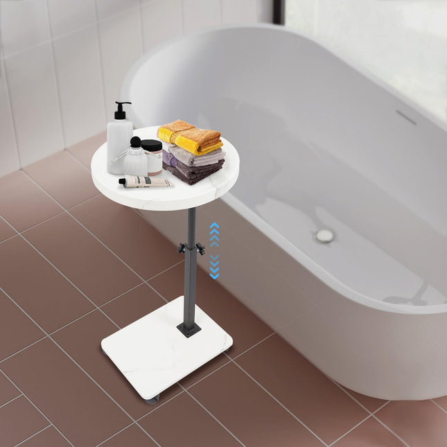 Sindipanda sānu galdiņš ar riteņiem - 40 cm - pārvietojams sānu galdiņš, 360° rotējošs augšējais guļamistabas sānu galdiņš gultai un dīvānam, divstāvu uzglabāšanas vieta, 40-80 cm regulējams augstums