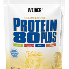 Weider - Protein 80 Plus - 4 komponentu proteīna pulveris - Augsts proteīna saturs ar 80% proteīna - Krēmīgi kokteiļi ar kalciju un B6 vitamīnu - 500g - Vaniļa