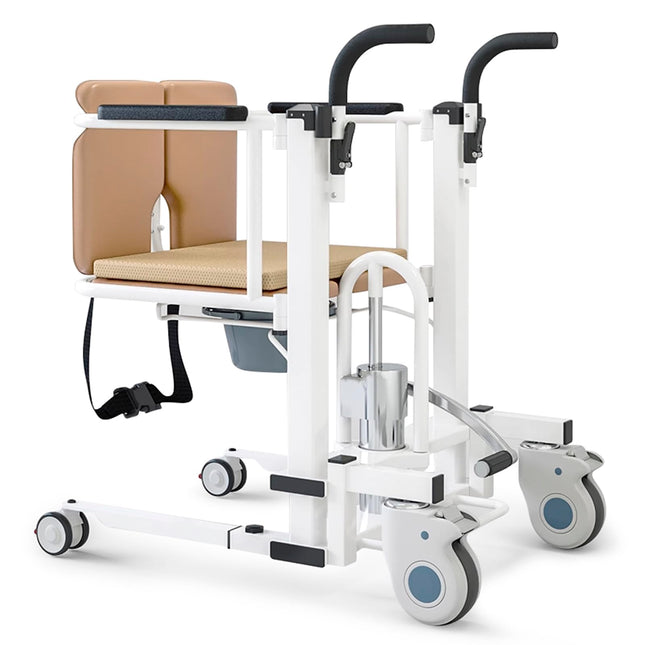 Pacientu pacēlājs mājām, hidrauliskais pārvietošanas krēsls vecāka gadagājuma un slimiem cilvēkiem, pacelšanas augstums 43–62 cm, 180° dalāms sēdeklis, ērta pārvietošana no gultām, dīvāniem un tualetēm