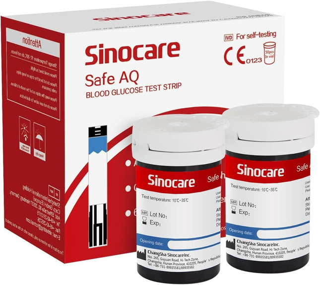 Sinocare asins glikozes testa strēmeles 50 tikai Safe AQ Smart asins glikozes mērītājam (nav iekļautas komplektā)