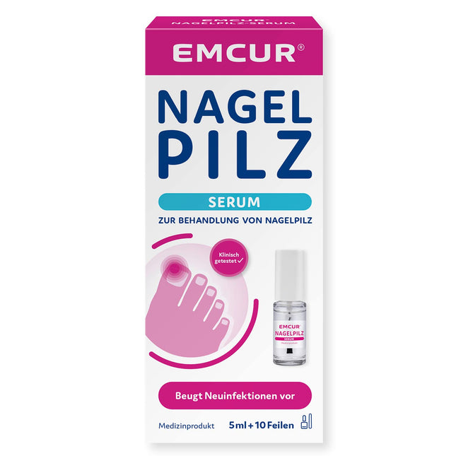 Emcur® serums | ar ārstēšanas plānu | ar 10 nagu vīlēm | Kāju nagi | Roku nagi kā pudele ar aplikatoru | 5 ml pietiek līdz 3 mēnešiem