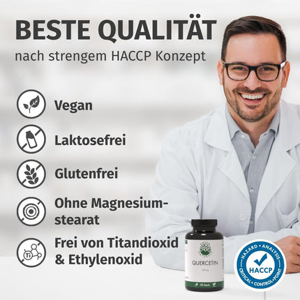 Kvercetīns ar augstu devu - 180 kapsulas pa 500 mg katra, ražotas Vācijā ar ekstrakta saturu 95% - 6 mēnešu krājumi - aptiekas kvalitāte - Green Naturals®
