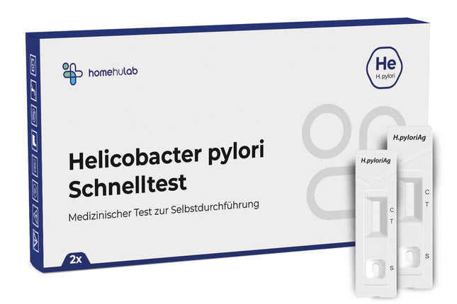 Mājas lietošanai paredzēts 2x Helicobacter Pylori eksprestests, vienkāršs antigēna fekāliju tests kuņģa darbības traucējumu, piemēram, grēmas vai gastrīta, noteikšanai, var izmantot kā pašpārbaudi (2x tests).
