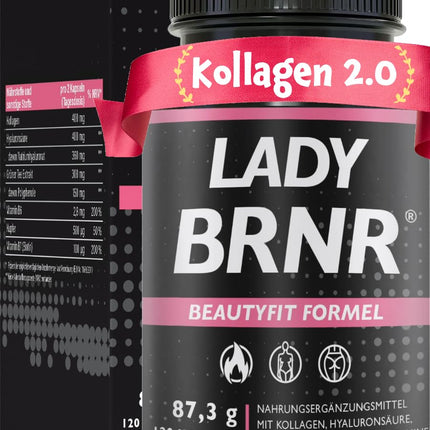 BRNR LADY BRNR - BeautyFit vielmaiņas formula ar B6 vitamīnu, saistaudiem ar varu, kolagēnu, augstu hialuronskābes devu, biotīnu, 120 kapsulas