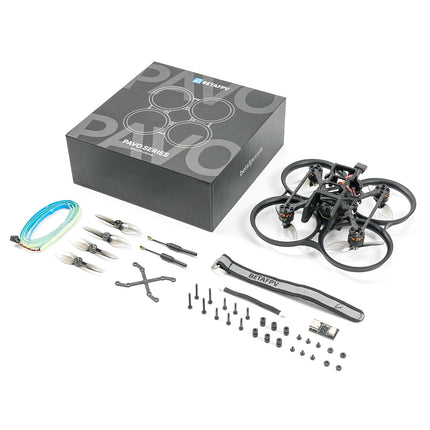 BETAFPV ELRS Pavo20 bezkontaktu Whoop kvadrokopters ar vieglu 3S Cinewhoop kameru un HD digitālo kronšteinu, F4 2-3S 20A FC, 1103 8500KV motoru, COB LED lenti, HD digitālajam VTX, piemēram, DJI, lidojumiem telpās un ārā.