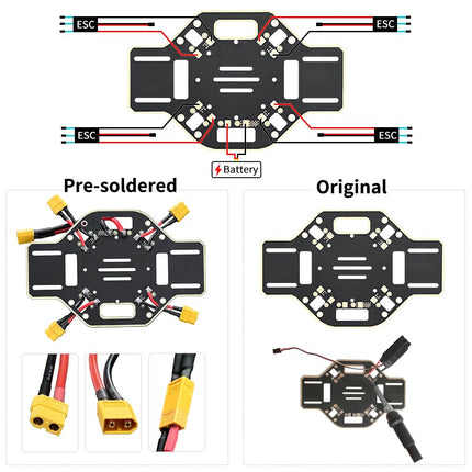 HAWK'S WORK F450 drona rāmis, 450 mm garenbāzes kvadrokoptera rāmja komplekts ar nolaišanās sliedēm (iepriekš pielodēts)