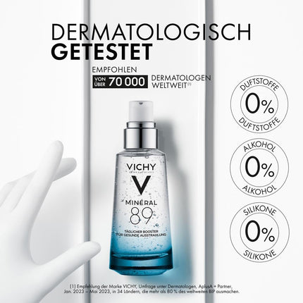 VICHY Hyaluron-Boost mitrinošs serums, piepildošs, pretgrumbu, ar hialuronskābi un svarīgākajiem minerāliem, Minéral 89, 50 ml