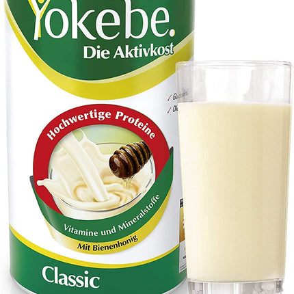Yokebe Classic — diētas kokteilis svara zaudēšanai — bezglutēna un veģetārs — maltītes aizstājējs svara zaudēšanai ar augstas kvalitātes olbaltumvielām — 500 g = 12 porcijas