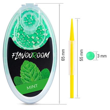 Flavouroom Aroma Click — 100 augstākās kvalitātes bumbiņu komplekts | Intensīva garša ar praktisku kastīti | Vienkārša ievietošana, lai paši baudītu piparmētru garšu