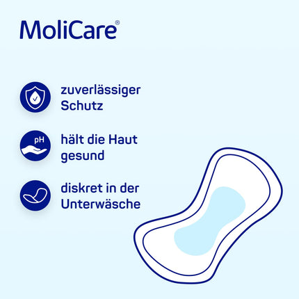 MoliCare® Pad Night - Nesaturēšanas ieliktņi vieglas vai vidēji smagas urīnpūšļa vājuma gadījumā naktī vīriešiem un sievietēm | Anatomiski veidots, absorbējošs, elpojošs un diskrēts | 30 gabali