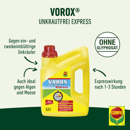 COMPO VOROX Weed-Free Express - 2,2 l - Nezāļu apkarošanai dekoratīvajos augos, augļos un dārzeņos, koncentrāts